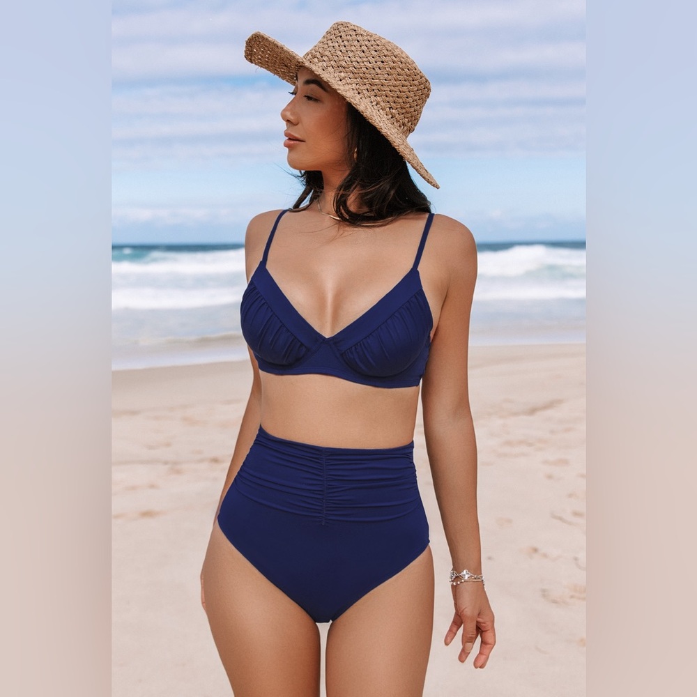 CUPSHE Slim Sculpt Super Bloom Underwire Bikini Top & Highrise Bottoms Set